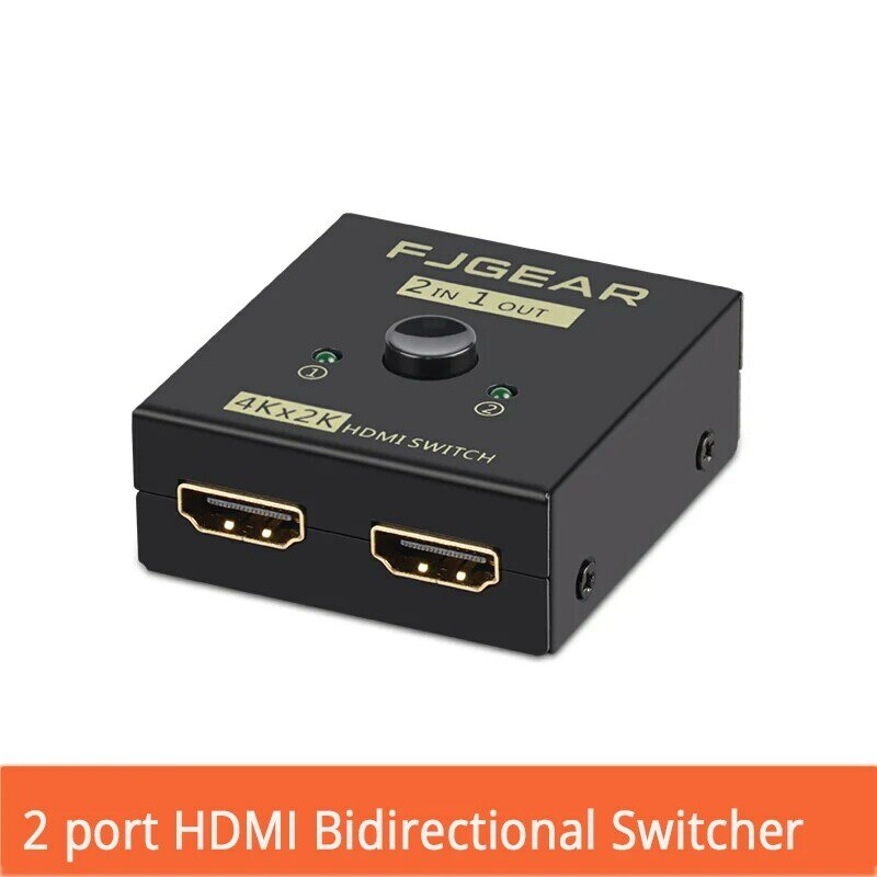Hdmi-seletor de caixa de interruptor compatível 2 em 1 para fora distribuidor 1 em 2 para fora computador moniter divisor de conversão bidirecional