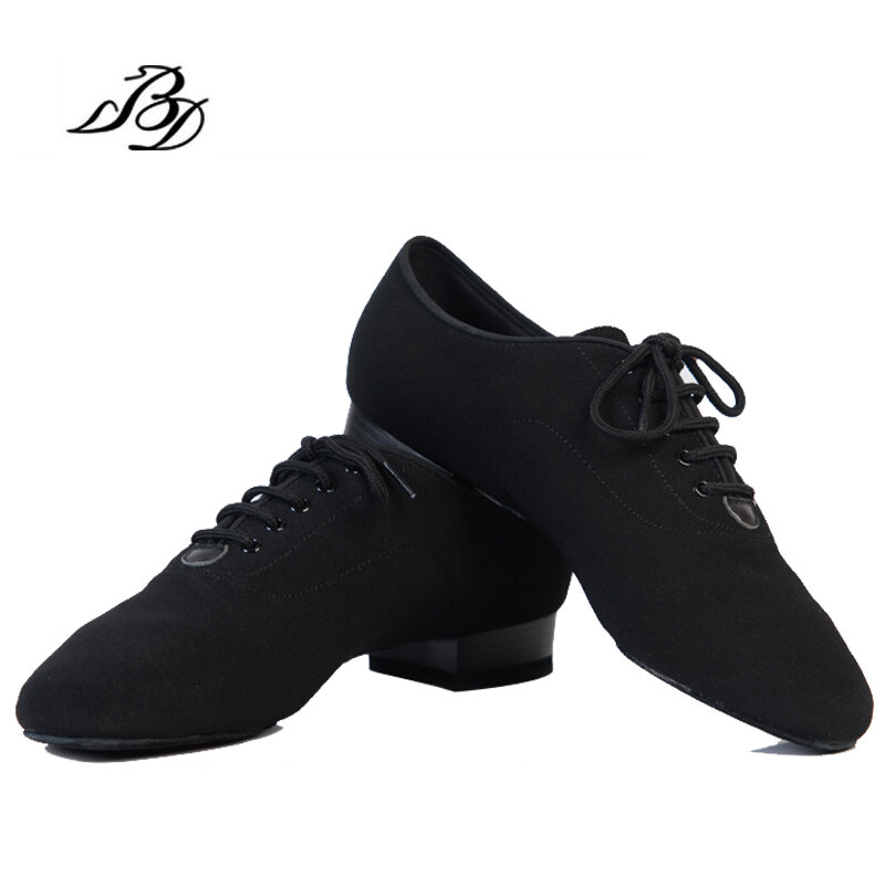 Мужские холщовые кроссовки BD, черные туфли для бальных танцев на квадратном каблуке, современные туфли из ткани Оксфорд, 25 мм, для латиноамериканской комнаты, 309