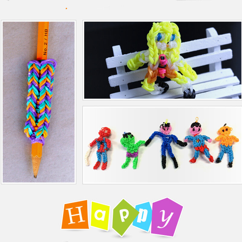 Bandas de goma para telar de piezas para niña, banda elástica para tejer, pulseras de juguete, material de bricolaje, 600
