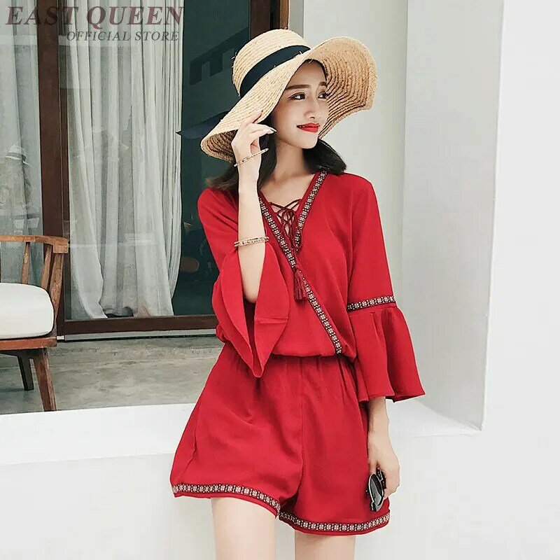 Sexy summer women jumpsuits ans romper casual loose polyester women bodysuits solid tassel playsuits romper female  DD481  F