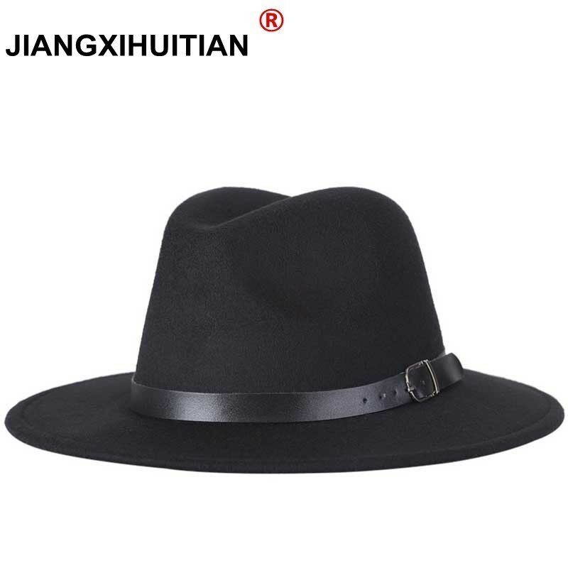 Бесплатная доставка, новинка 2022, модная мужская, женская, модная, джазовая шляпа, летняя, весенняя, черная, шерстяная, Смешанная Кепка, уличная, повседневная, шляпа X XL