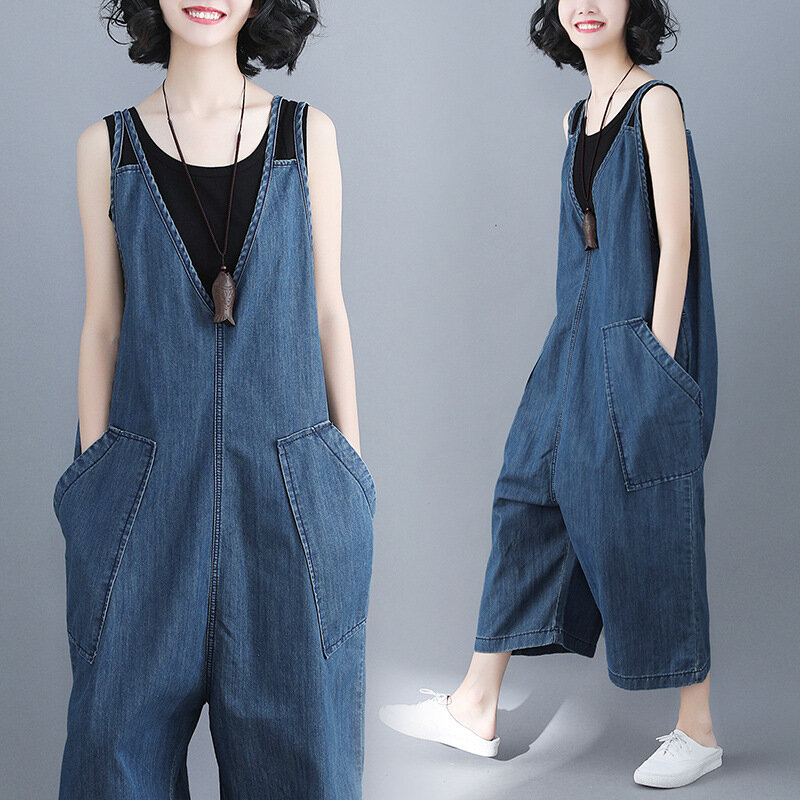 Macacão longo jeans feminino, macacão estilo chinês para mulheres 2018 dd1634 s