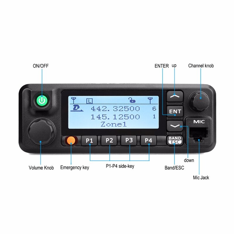 Retevis-RT90 DMR Rádio Móvel Digital, Two-way Walkie Talkie, 50W, VHF, UHF, Dual Band Ham, Transceptor de Rádio Amador + Cabo
