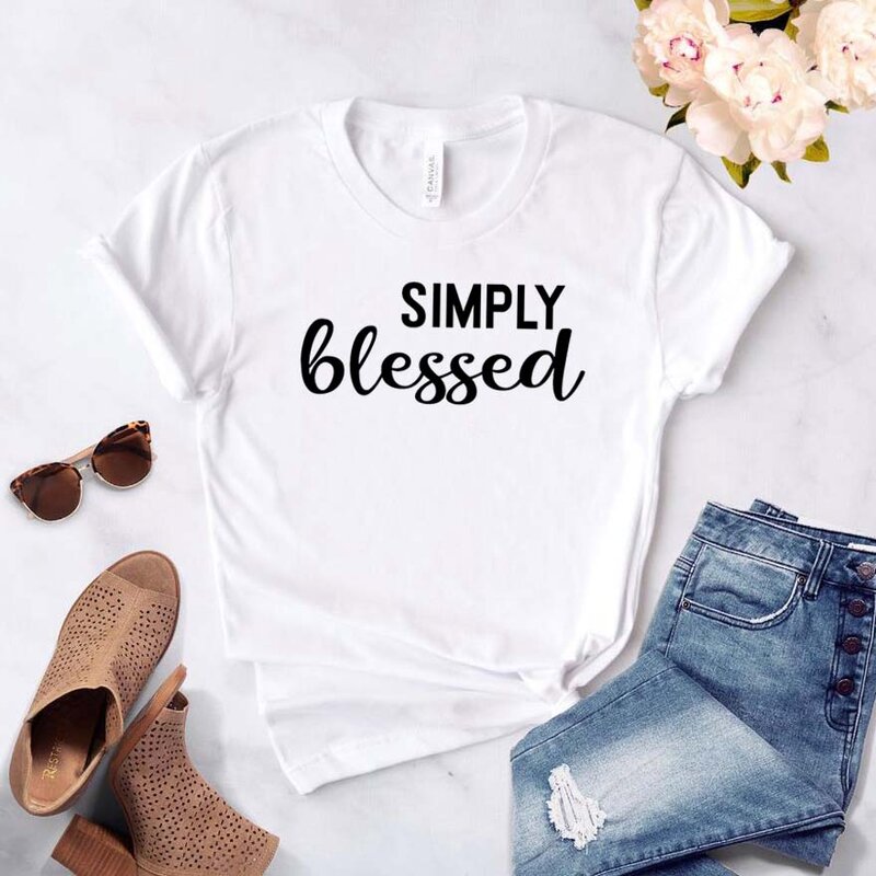 Simply Blessed Women tshirt Cotton Casual Funny t shirt For Lady Girl Top Tee Hipster Drop Ship NA-244