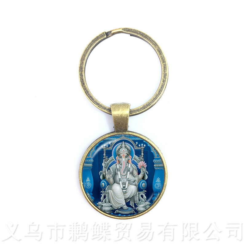 25 мм Ганеша Будда слон стеклянные брелоки с куполом ручной работы мужские ювелирные изделия Автомобильная ключница сувенир для подарка