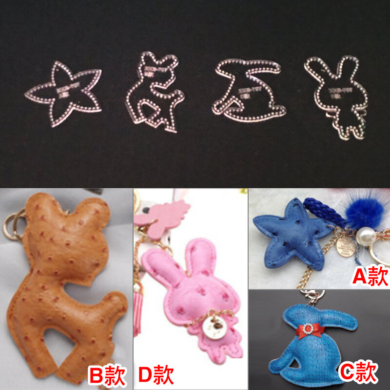 1set DIY Acrylic Leather Template Home Handwork Leathercraft Sewing Pattern Tools Accessory animal Key Chain 7.5-10mm
