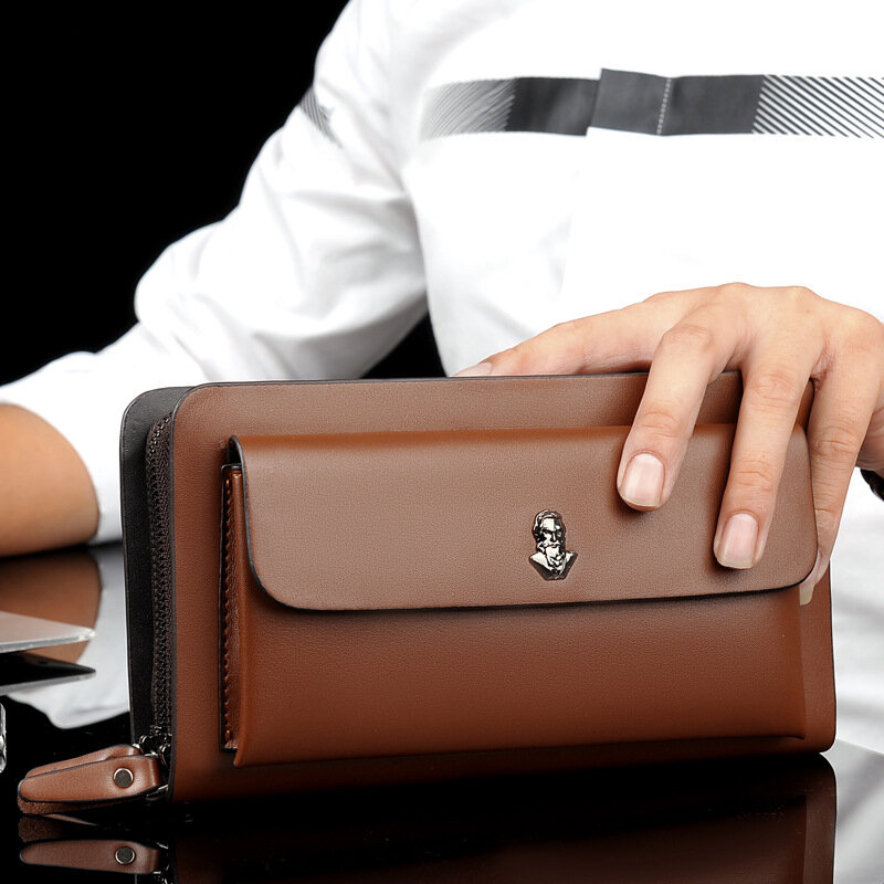 الرجال يوم مخلب مزدوجة سحابات الأعمال محفظة الذكور سعة كبيرة حقيبة يد لينة محفظة طويلة جراب هاتف حامل بطاقة