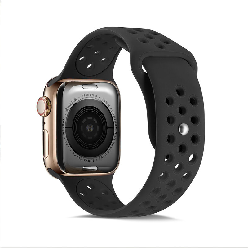 Новый спортивный силиконовый водонепроницаемый ремешок для Apple Watch Series 4 3 2 1, мягкий дышащий ремешок для iWatch 38, 42 мм, ремешки для часов 40, 44 мм