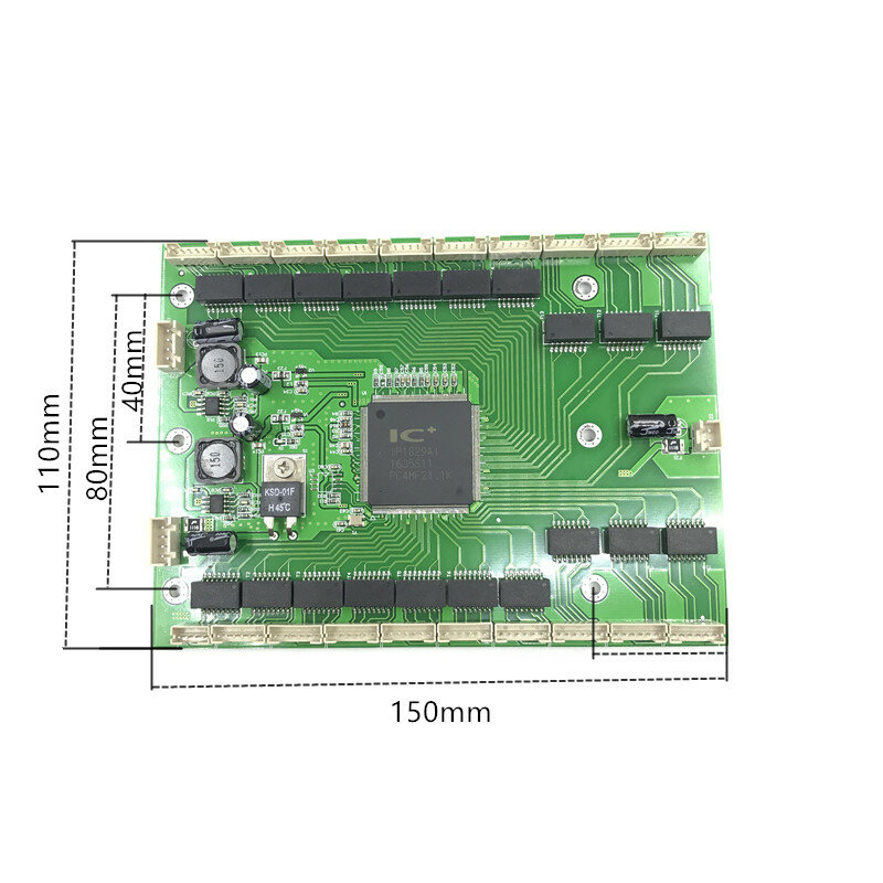 อุตสาหกรรมเกรดอุณหภูมิรถไฟกล้อง16/18/20 Port10/100Mbps Splitter Mini วิศวกรรมเครือข่าย Micro Switch โมดูล