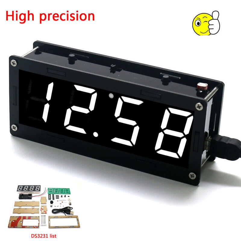 Electronic DIY Kit High precision DS3231 1 inch digital tube Clock Kit  4-digit Display with Case Diy Kit Electronic