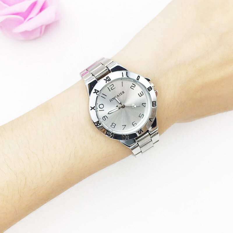 Relógio minimalista feminino prata aço inoxidável pulseira das mulheres relógios de quartzo moda senhoras relógio feminino presente zegarek damski novo