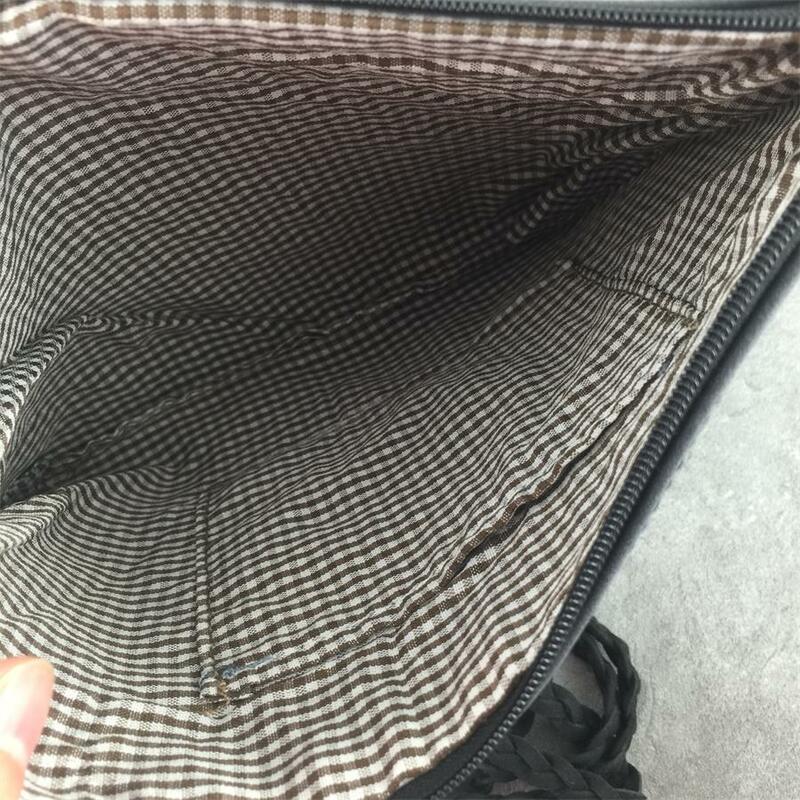 กระเป๋าสะพายข้างสะพายไหล่สำหรับผู้หญิงวินเทจใหม่กระเป๋าโบฮีเมียนปอมปอมปอมสีเทาคุณภาพสูง