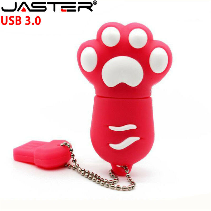 JASTER-USB 3.0 플래시 드라이브 만화 고양이 발 펜드라이브 초고속 64GB 32GB 16GB, USB 메모리 스틱 선물 펜 드라이브