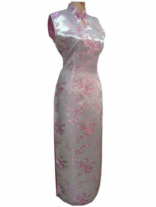 Cheongsam chinês para mulheres, Qipao tradicional, vestido longo da cabeçada, preto e vermelho, tamanho da flor S, M, L, XL, XXL, XXXL, J3035