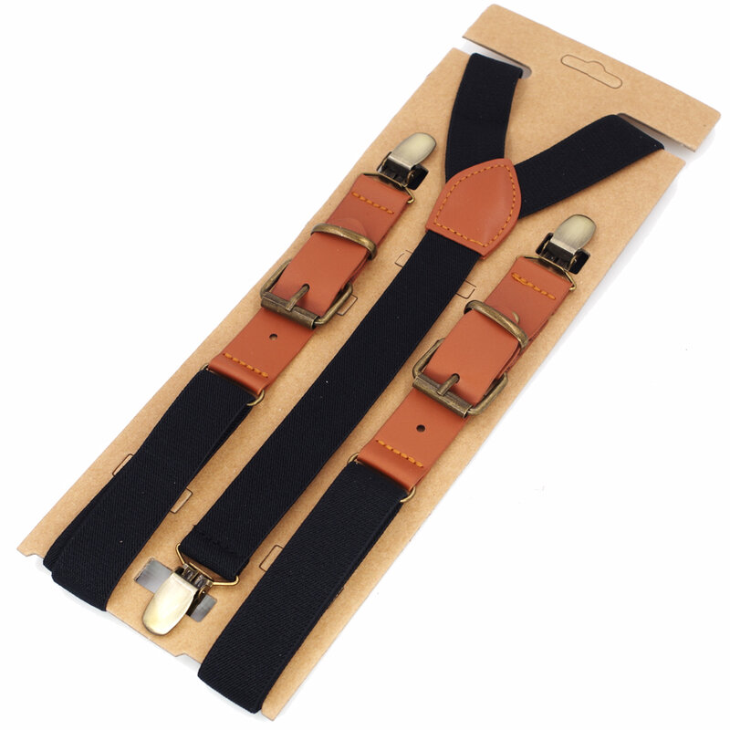 Jierku suspensórios de couro masculinos, de 3 grampos, suspensórios de couro, alça de calças da moda, pai/esposo, 2.5*115cm