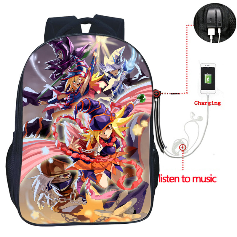 Рюкзак Yu-Gi-Oh для мужчин и женщин, красивый ранец для ноутбука с USB-зарядкой для подростков, Модная студенческая школьная сумка