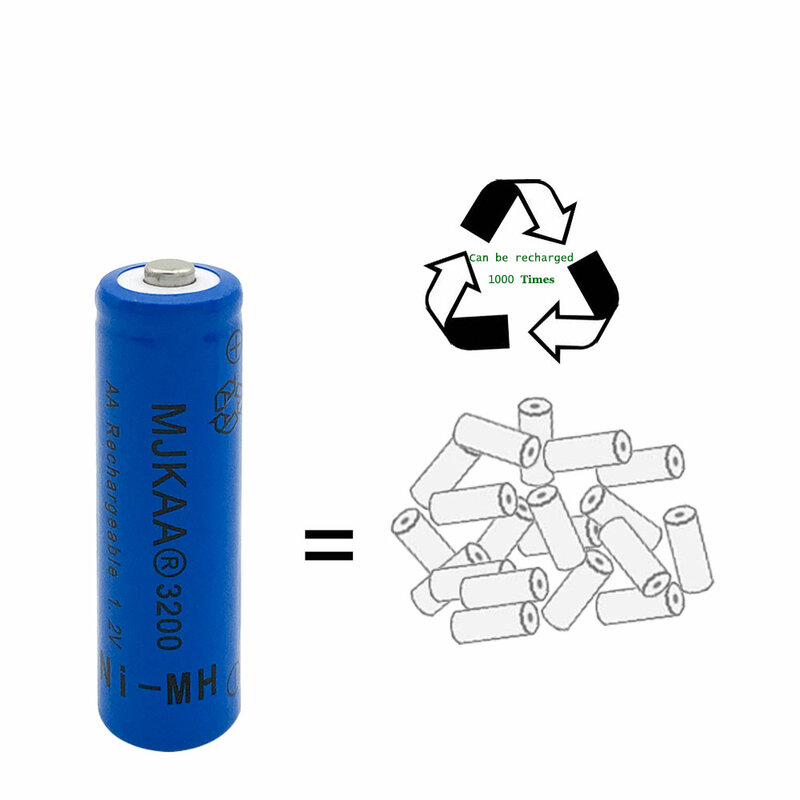 12pcs a lot Ni-MH 3200mAh AA Batteries 1.2V AA Rechargeable Battery NI-MH battery for Remote control Toys LED lights