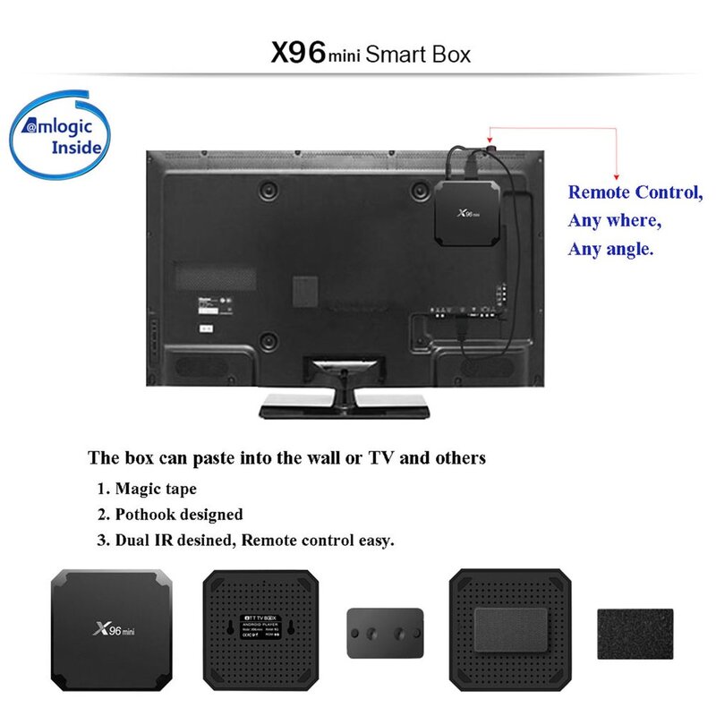 X96 Mini caja de TV inteligente para Android 7,1 S905W 64bit Quad Core 1 GB DDR3 8 GB EMMC apoyo H.265 4 K HD 2,4 GHz Wifi TV Box Set Top Box