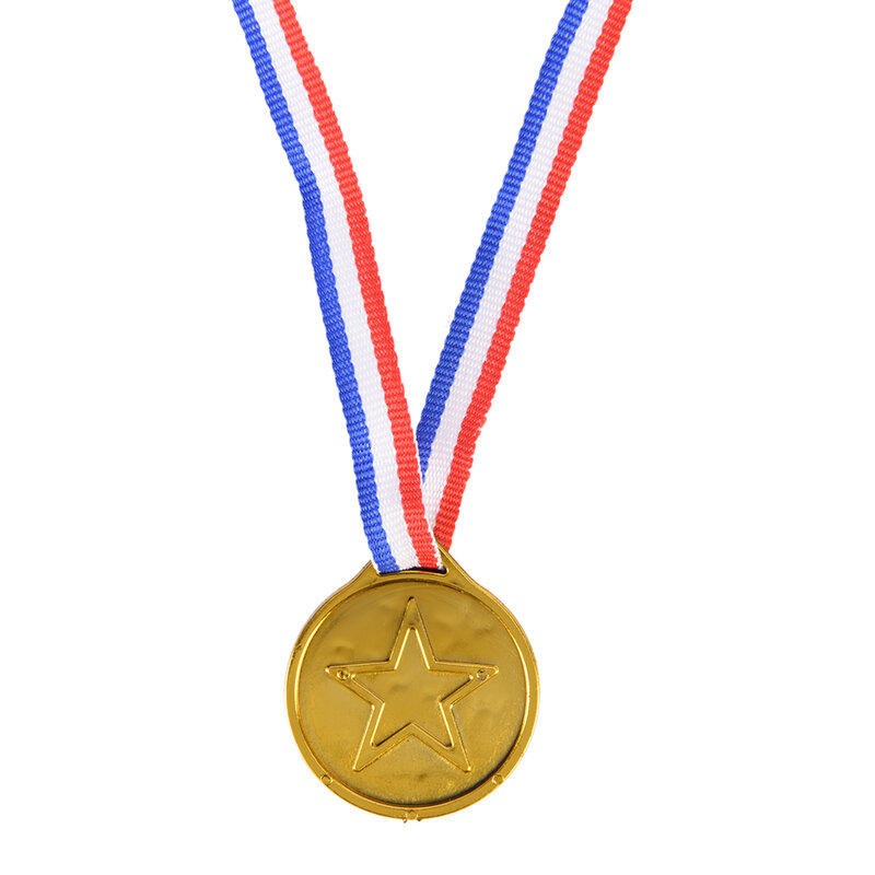 12 Pcs Plastic Children Gold Winners Medals Sports Day Party Bag Prize Awards Toys For Party Decor