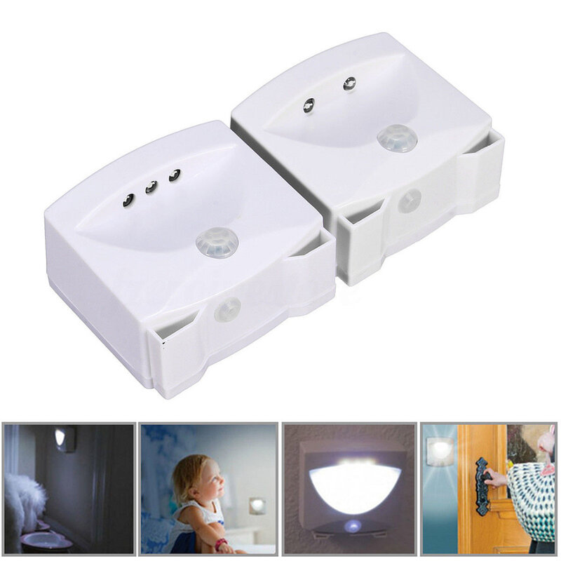 Luz LED con Sensor de movimiento PIR, lámpara de noche de pared con batería, para pasillo, habitación, 2019