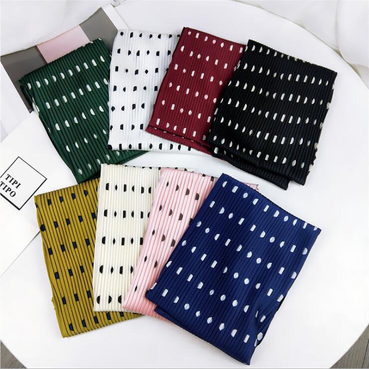 Lenço pequeno quadrado plissado enrugado lenço de seda impressão foulard feminino quadrado enrugamento lenço pequeno decorativo enrugado