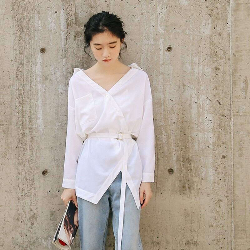Blusa de estilo coreano para mujer, camisa femenina de oficina y negocios, blusas a la moda, DD1429, 2018