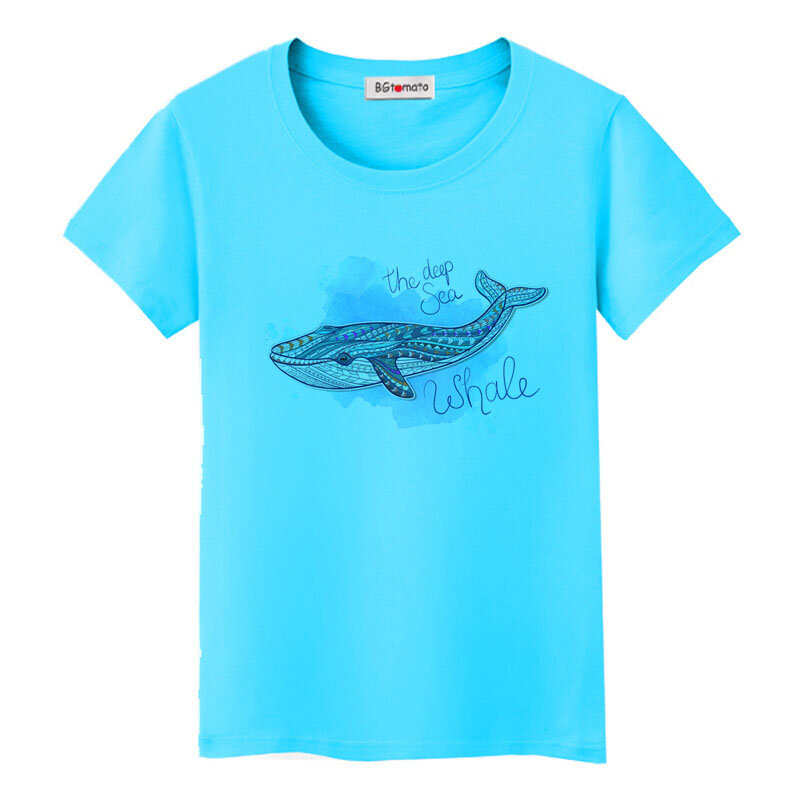 BGtomato Super fajne wieloryb koszulka z nadrukami oryginalna marka dobrej jakości luźna koszulka piękne zwierzęta wieloryb lato topy tees