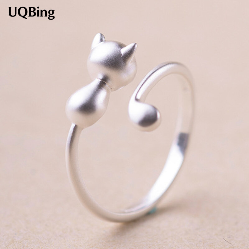 2019จัดส่งฟรี Silver สีแมวแหวนผู้หญิงเครื่องประดับสวยนิ้วมือเปิดแหวนสำหรับของขวัญวันเกิด