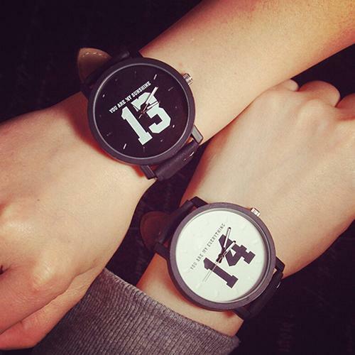 Men Women Couple Lover Number Dial Faux Leather relogio Quartz Matching Wrist Watch couple watch