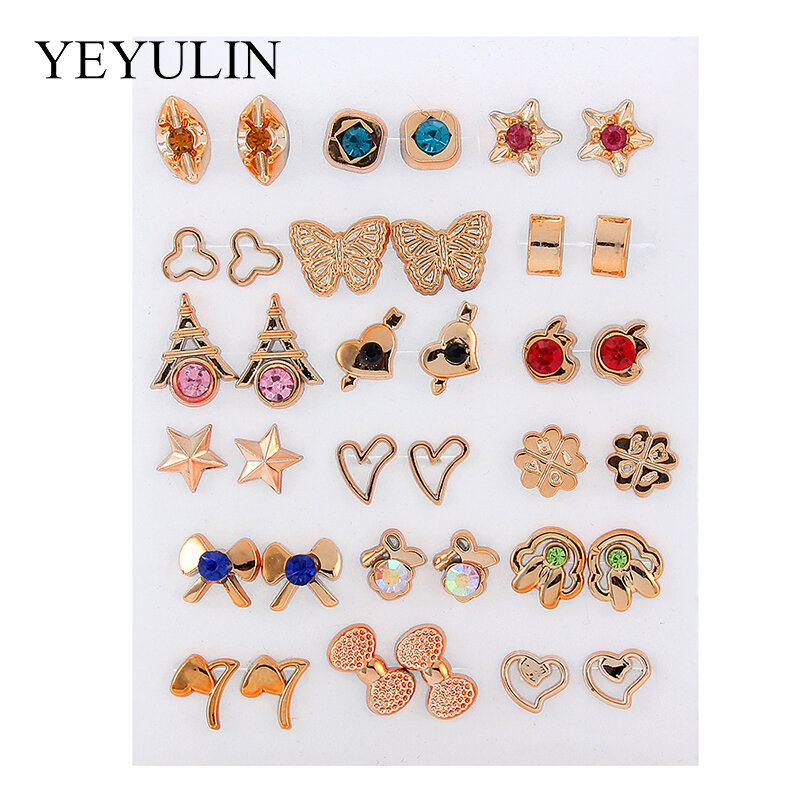 36 paia/18 paia orecchini stili misti strass sole fiore geometrico animale plastica orecchini Set per gioielli da donna per ragazze