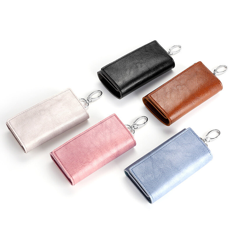 Llaveros de cuero PU para coche, organizador de llaves, billetera de cuero para ama de llaves, cubierta de 6 colores, novedad de 2019