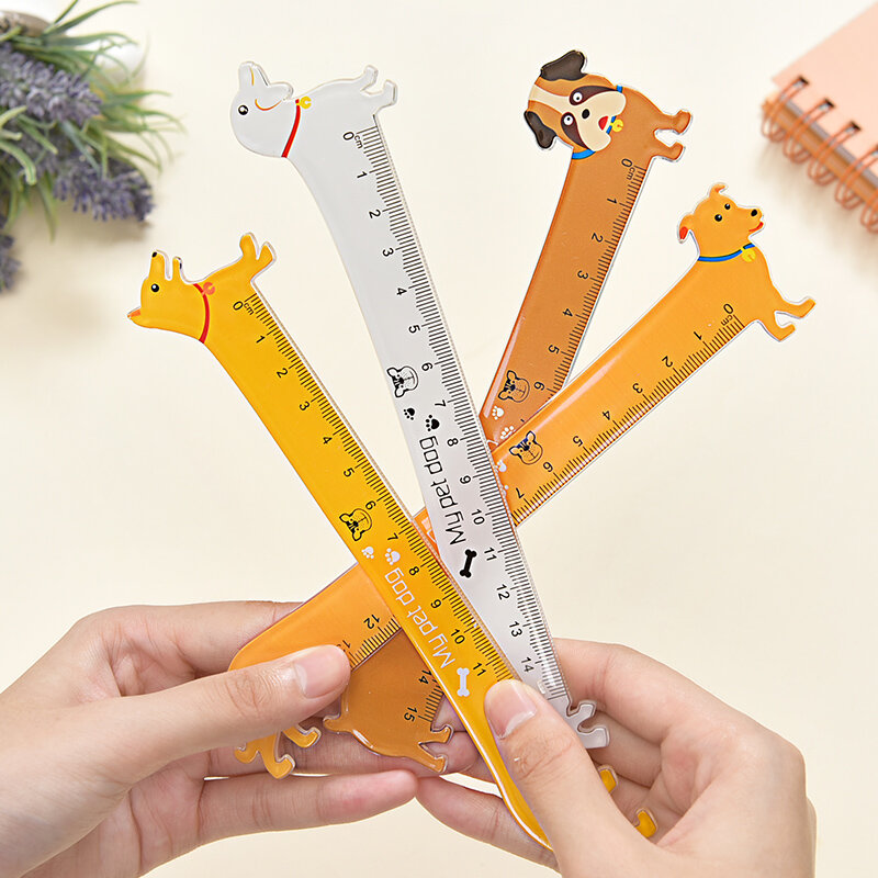 20 pcs/lot Creative Dog Ruler Cartoon Cute Puppy Modelling 15cm Clear Scale Accurate Student Learning Stationery School Supplies