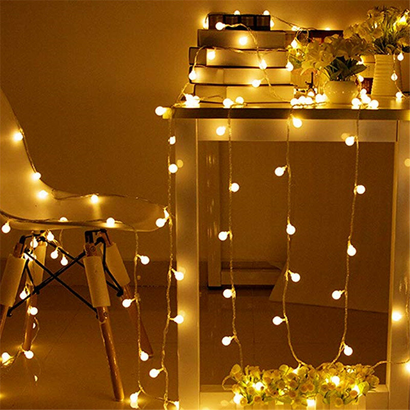 1.5M 3M 6M 10M Fairy Garland LED Ball String Lights Waterproof For Christmas Tree Wedding Home Indoor Decoration Battery Powered