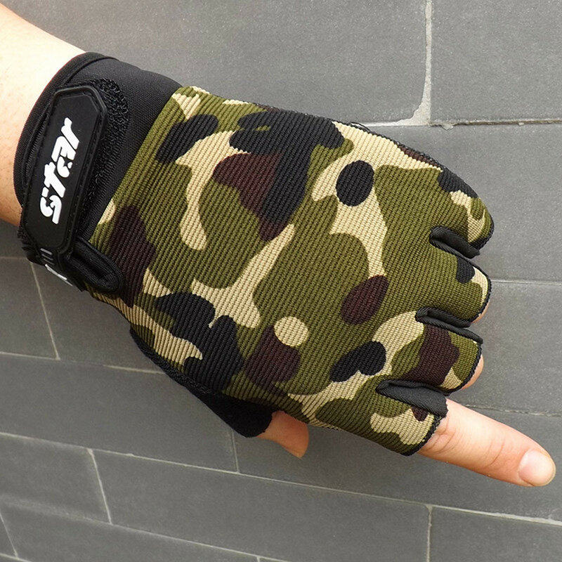 Перчатки мужские Противоскользящие велосипедные спортивные рукавицы с полупальцами для велоспорта фитнеса военные армейские перчатки без пальцев для стрельбы