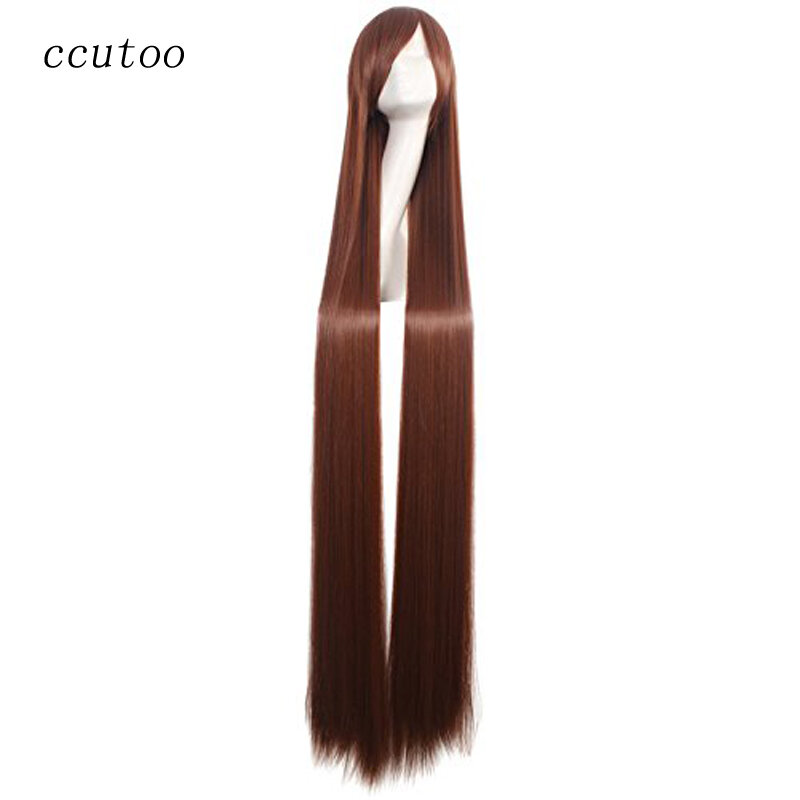 Ccutoo-pelucas de Cosplay de fibra de alta temperatura, pelo sintético con flequillo completo, largo y recto, 59 ", 150cm