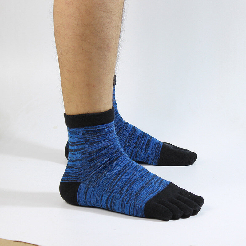 Calcetines de algodón con estampado de rayas para hombre, medias de cinco dedos con diseño colorido de Patchwork, de verano, 1 par