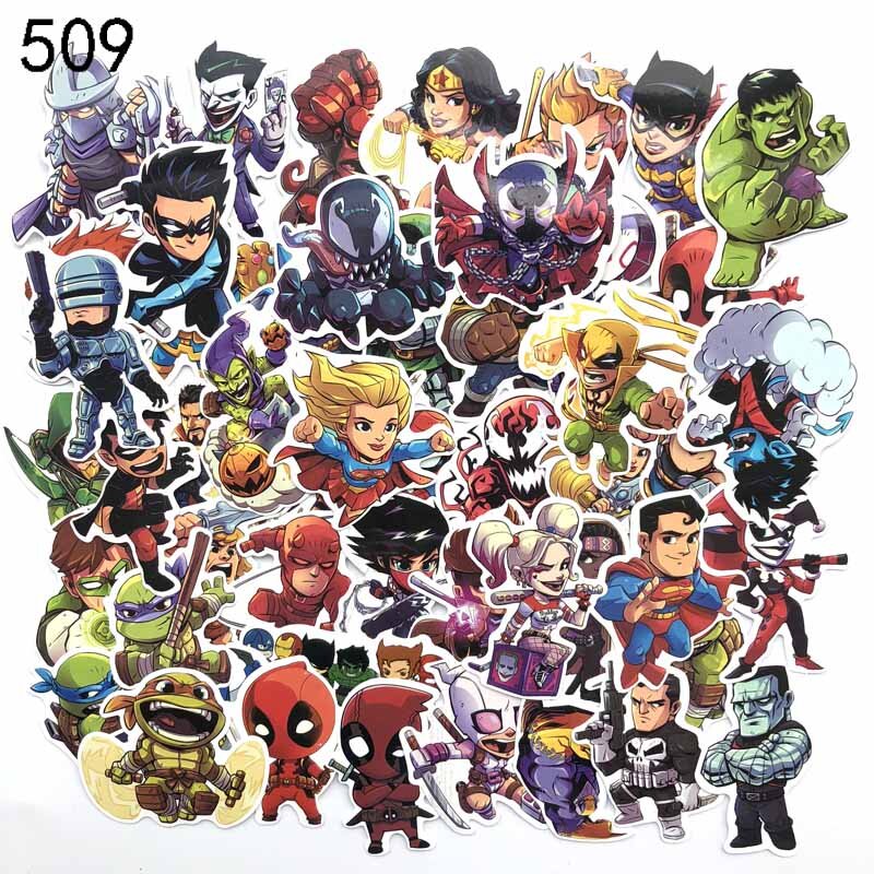 50PCS Hero Stickers Pack Movies Character Sticker For DIY Skateboard Motorcycle Luggage Laptop Cartoon Sticker