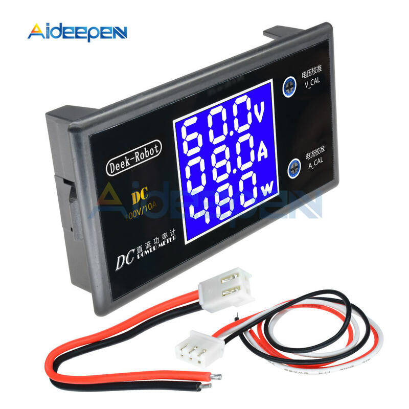 Dc 0-100v 10a display lcd voltímetro digital amperímetro wattímetro medidor de potência atual detector testador 12v 24v 36v 1000w