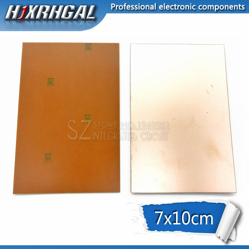 Hjxrhgal-placa revestida de cobre de un solo lado, Kit de placa de circuito laminado, FR4, 7x10cm, 5 uds.