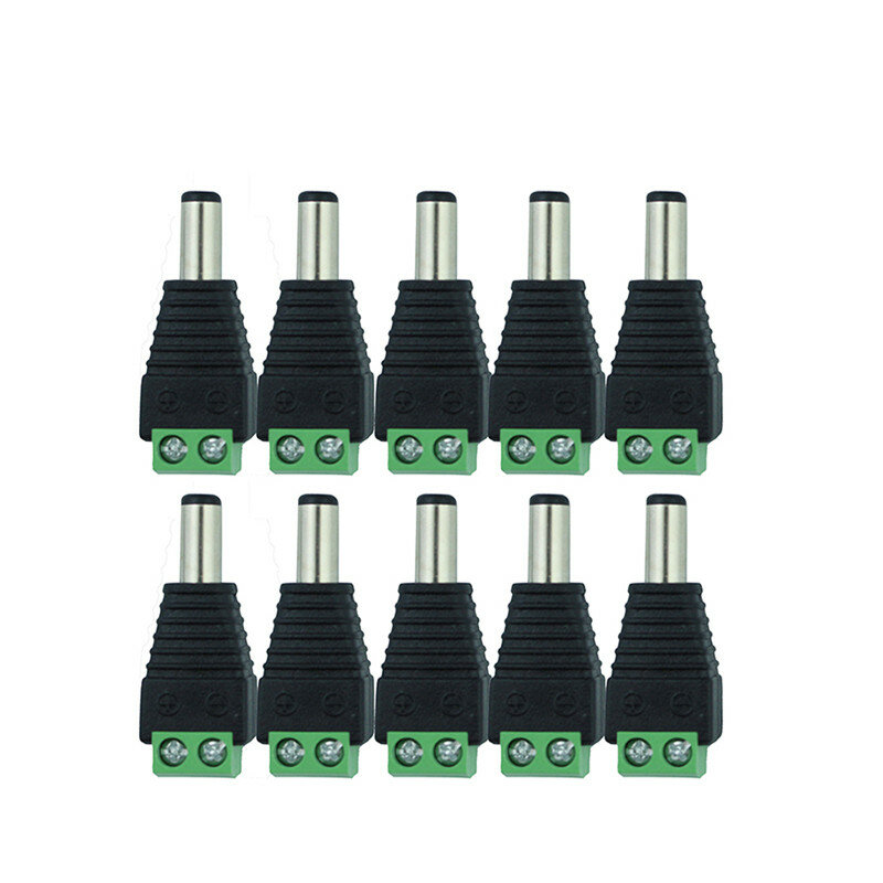 10 buah 12V 2.1x5.5mm DC Power Male Plug adaptor Jack Plug konektor untuk CCTV satu warna lampu LED