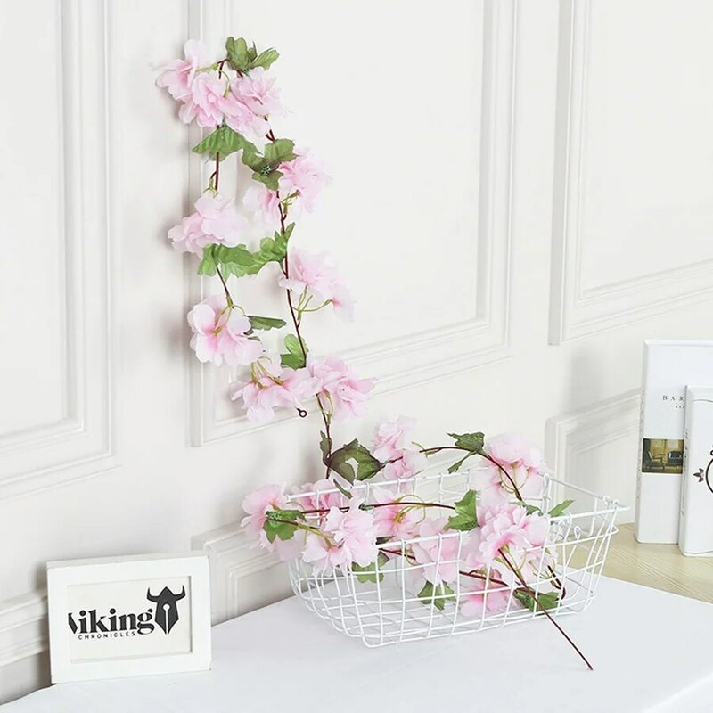 2.3M Artificial Cherry Blossom Flowers Wedding Garland Ivy Decoration Fake Silk Flowers Vine for Party Arch Home Decor String
