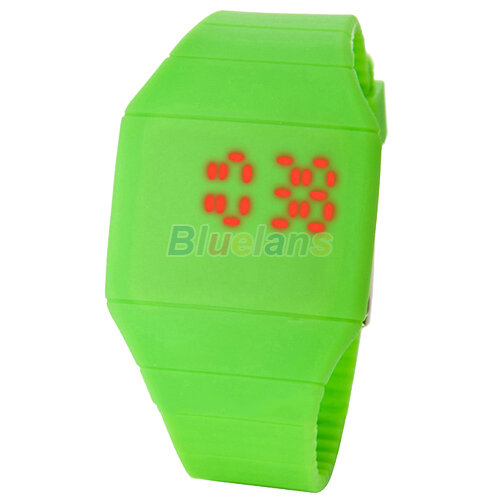 Роскошные ультра-тонкие модные мужские и женские сенсорные цифровые красные светодиодные силиконовые спортивные наручные часы 0W1B
