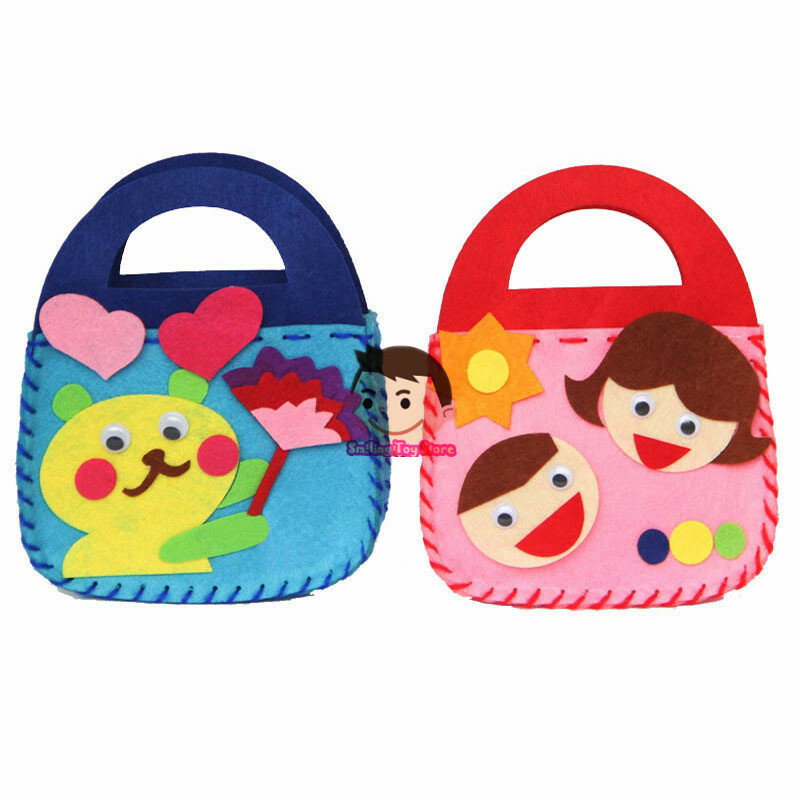 부직포 DIY 핸드백 어린이 공예 장난감 미니 가방, 다채로운 수제 가방, 만화 동물 어린이 핸드백