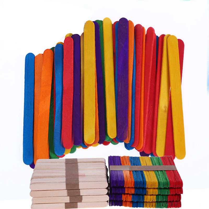 มือที่มีสีสันหัตถกรรม50Pcs DIY ไม้ Sticks Popsicle Ice Cream Sticks สร้างสรรค์ของเล่นเพื่อการศึกษาสำหรับเด็กทารกเด็ก