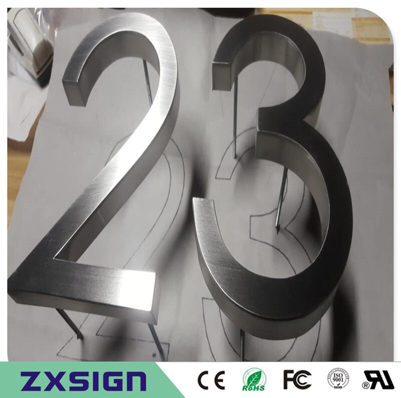 Placa de puerta con números LED para el hogar, accesorio retroiluminado para exteriores de acero inoxidable 304 #, venta directa de fábrica