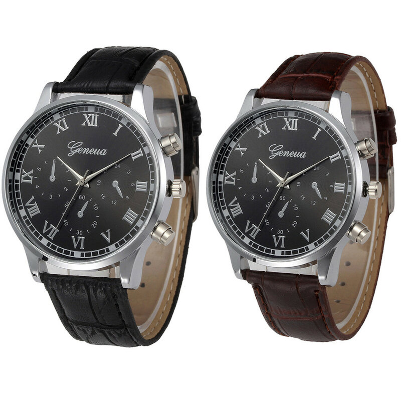 Reloj de pulsera para hombre reloj de pulsera de cuero de diseño Retro reloj de pulsera de cuarzo de aleación analógica para hombre