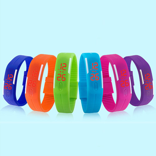 Reloj de pulsera deportivo LED rojo de silicona para hombre y mujer, pulsera Digital táctil, reloj de pulsera electrónico Popular, regalo para niño y niña