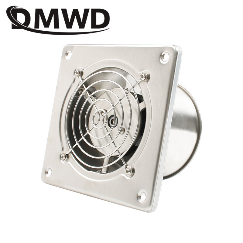 DMWD Stainless Steel 4 Inch Exhaust Fan 4'' Toilet Kitchen Bathroom Hanging Wall Window Duct Fan Air Ventilator Extractor Blower