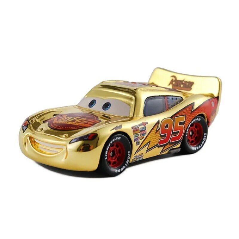 Coche de juguete de metal fundido a presión, juguete de Cars 3, Disney Pixar Cars, acabado metálico, dorado, cromado, McQueen, rayo McQueen, regalo para niños