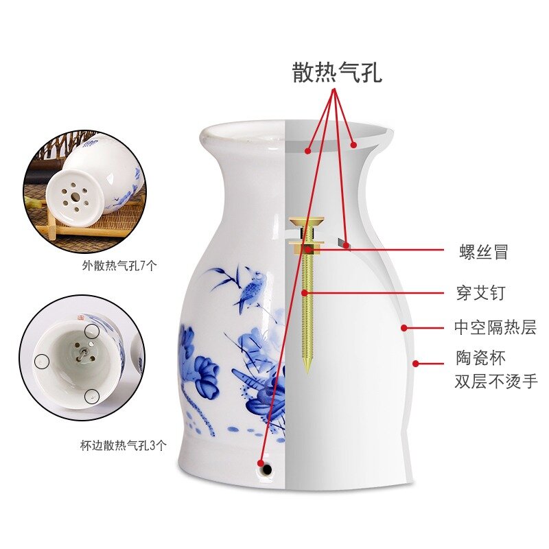 Moxibustion Care Tool Pot Ceramic Cupping Massage Can Tin Moxa Scrapping Cup Warming Traditinal Therapy For Arm Leg Abdomen